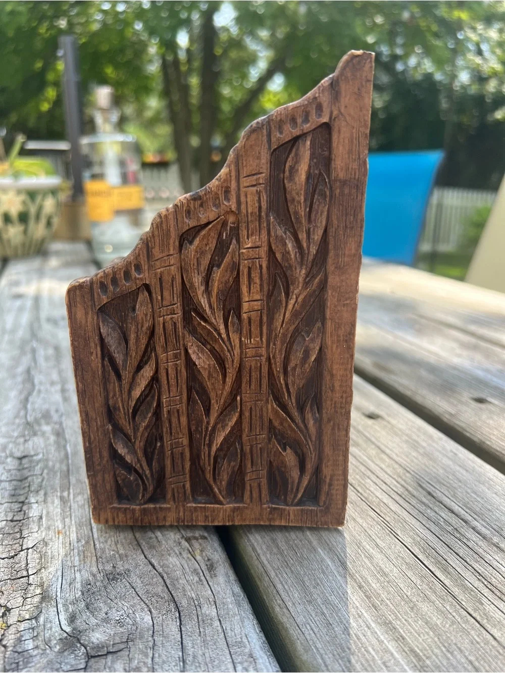 Vintage Lerner Plastic Faux Carved Wood Desk Organizer